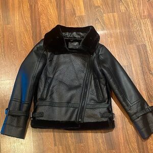 Blank NYC Black Jacket with Fur Collar